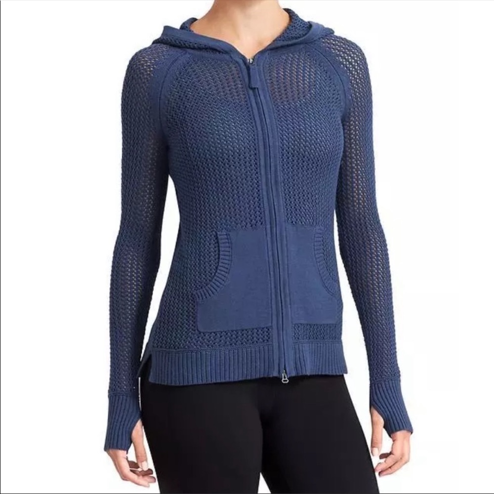 Athleta Sunscape Navy Open Weave Hoodie